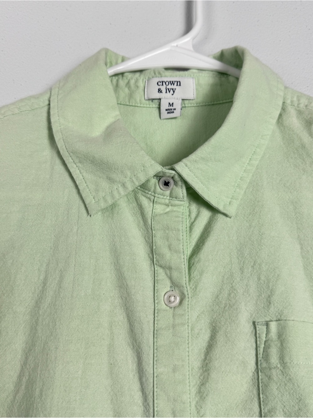 Crown Ivy Button Down Shirt Mens M Medium Light Green Long Sleeve Cotton Blend - Picture 3 of 5